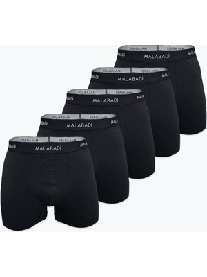 Malabadi Erkek Siyah 5 Li Paket Pamuk Elastan Boxer 5M075
