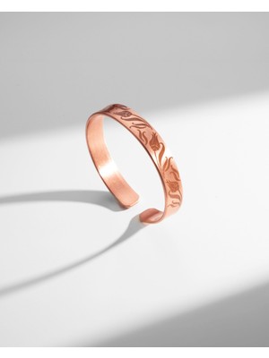 Sırlı Sepet Lale Motifli Bakır Bilezik (Zeolit Taşı)