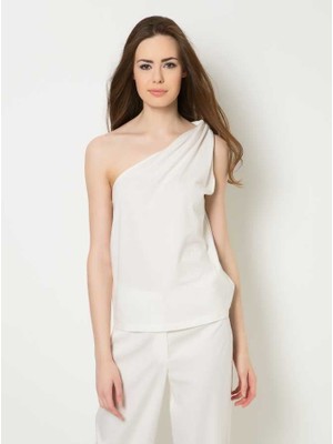 ROMAN Tek Omuz Bluz Beyaz Y1543005_002