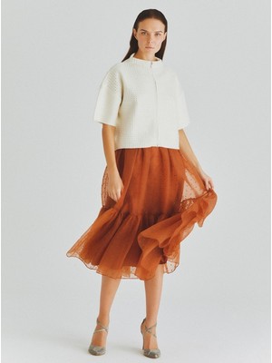 ROMAN Volanlı Tül  Rengi Etek Tütün K2015050_398