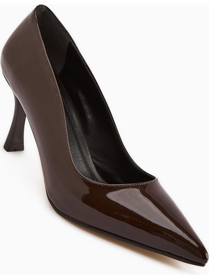 Limoya Dolly Kahve Rugan Stiletto Kadın Topuklu Ayakkabı