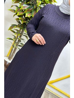 Elmas Tesettür Kadın Tesettür Giyim Büyük Beden Jakarlı Elbise