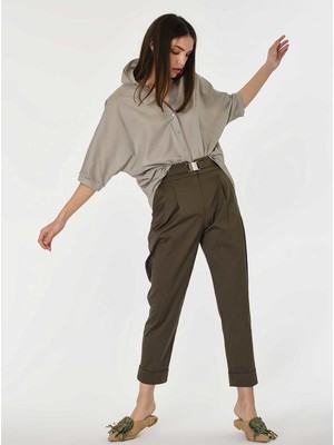 ROMAN Kemer Detaylı Kadın Pantolon Haki Y1912077_023