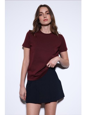 Antioch Bordo Basic Kadın T-Shirt