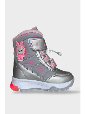 Liger Içi Kürklü Suya Dayanıklı Soğuk Geçirmez Bebe Çocuk Bot Gri - Pudra