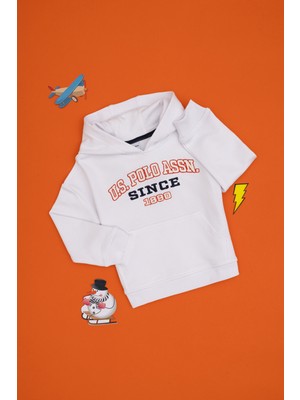 U.S. Polo Assn. Erkek Çocuk Beyaz Kapüşonlu Sweatshirt 50313842-VR013