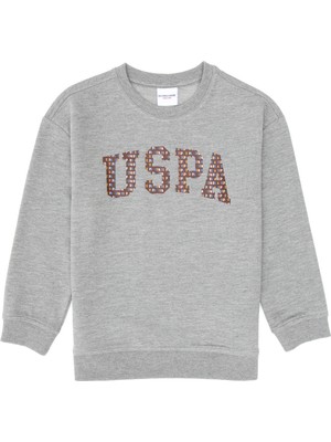 U.S. Polo Assn. Erkek Çocuk Gri Melanj Bisiklet Yaka İnce Sweatshirt 50316527-VR086