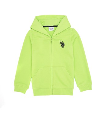 U.S. Polo Assn. Erkek Çocuk Yeşil Fermuarlı Kapüşonlu Sweatshirt 50316706-VR020