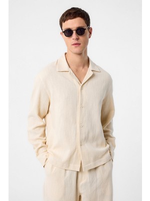 Antioch Ekru Dokulu Erkek Gömlek