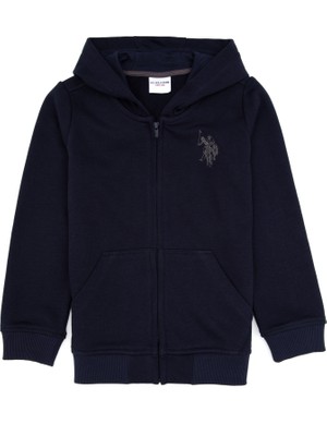 U.S. Polo Assn. Erkek Çocuk Açık Lacivert Fermuarlı Kapüşonlu Sweatshirt 50316706-VR059