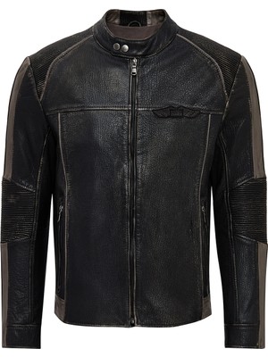 Derimod Barry Erkek Gri Slim-Fit Hakim Yaka Deri Mont 25WGF65862R Casual Kullanım İçin