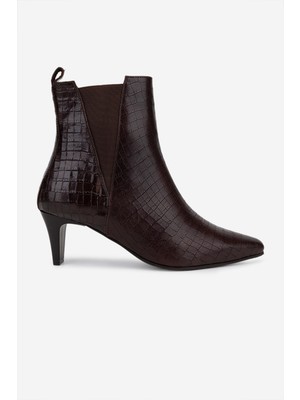 Valmenti Kadın Hakiki Deri Kahverengi Kroko Klasik Bot 33 4005 Bn Bot SK25-26 Kahve Kroko