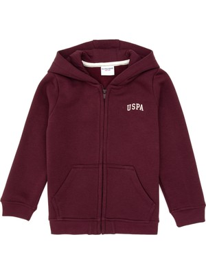 U.S. Polo Assn. Erkek Çocuk Bordo Fermuarlı Kapüşonlu Örme Hırka 50313852-VR177