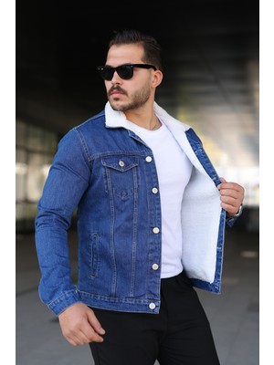 Comstar Erkek Trend Kışlık Içi Kürklü K.mavi Kot Ceket