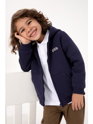 U.S. Polo Assn. Erkek Çocuk Mürdüm Fermuarlı Kapüşonlu Sweatshirt 50313852-VR074