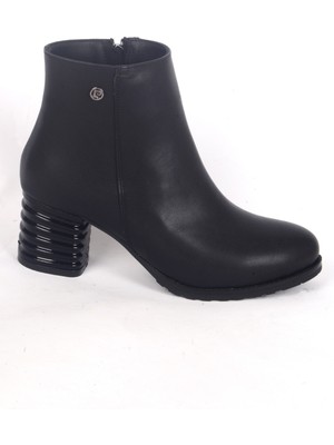 Pierre Cardin 52524 Yandan Fermuarlı Hafif Topuklu Siyah Kadın Kışlık Bot