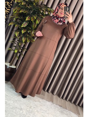 Elmas Tesettür Kadın Tesettür Büyük Beden Giyim Nervür Elbise