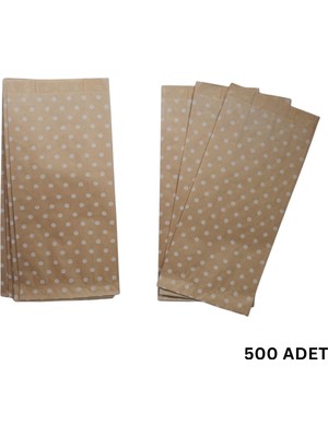 Roco Paper Co. Körüklü Kraft Kese Kağıdı, Beyaz Puantiyeli Şamua Hediye, Ambalaj & Gıda Poşeti, 15X33 Cm, 500 Adet