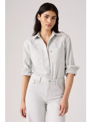 Levi's Pamuk Karışım Regular Fit Cepli Kot Gömlek Bayan Kot Gömlek A7244