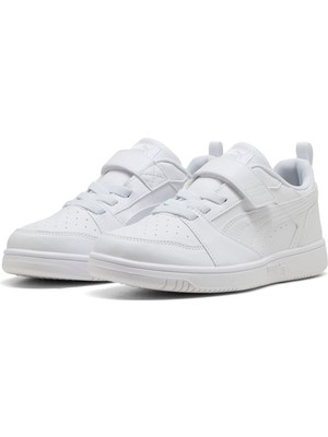 Puma Rebound V6 Lo Ac+ Ps-White-Cool Light Gray Çocuk Ayakkabı-Beyaz ve Cool Light