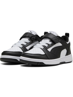 Puma Rebound V6 Lo Ac+ Ps-White-Black Çocuk Ayakkabı Beyaz ve Siyah Renk Seçeneği ile Şık