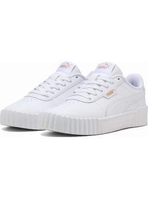 Puma Carina 3.0 Jr-White-Gold Çocuk Ayakkabı-Beyaz