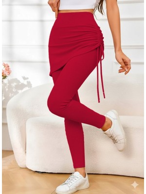 Arben Boutique Kadın Yüksek Bel Yandan Büzgülü Alttan Uzun Kaşkorse Tayt Etek