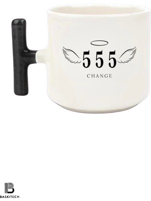 555 Luck Baskılı T Kulp Kupa Bardak