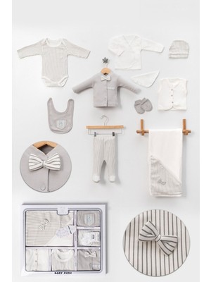 Minipodyum Erkek Bebek %100 Pamuk Yenidoğan Kutulu 10 Parça Hastane Çıkış Seti