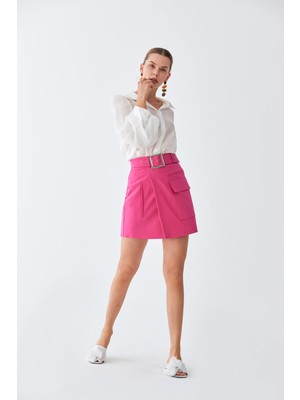 ROMAN Kemer Ve Cep Detaylı Mini Etek Fuşya Y2015033_003