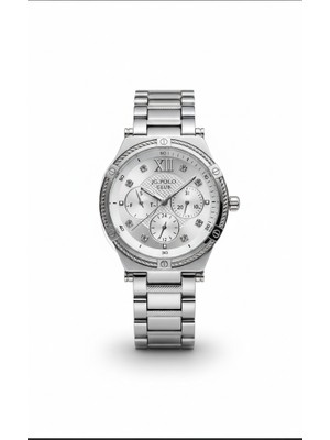 Jg. Polo Club Kadın Kol Saati Gümüş Renk, Beyaz Kadran - Şık Metal Kordon, 2 Yıl Garantili