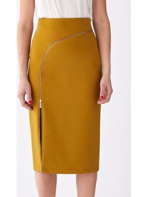 ROMAN Fermuar Detaylı  Kalem Etek Olive K1915030_027