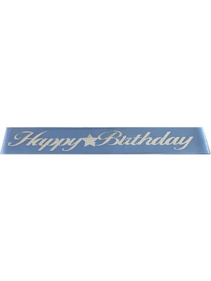 Hayaller Dükkanı Kuşak Kurdela Happy Bırhday Mavi Gümüş Pk:1.5 mt
