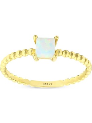 Assos Pırlanta Opal Taşlı Altın Yüzük - 14K