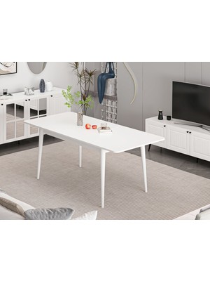 Minar Kale Ilkbahar Açılır Yemek Masası Beyaz/beyaz