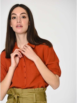 ROMAN Yarım Kol Cep Detaylı Gömlek Kiremit Y1913518_016