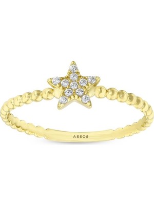 Assos Pırlanta Taşlı Tasarım Altın Yüzük - 14K