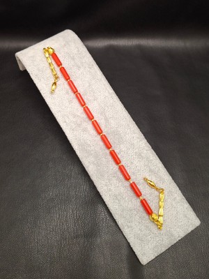 Han Ticarethane 11'li Özel Tasarım Altın Renk Kombinli Mercan Taş Zaza Tesbih