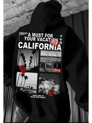 Amor Man Büyük Beden Özel Tasarım Calıfornia Relax Sırt Baskılı Oversize Kapüşonlu Erkek Trend Sweatshırt