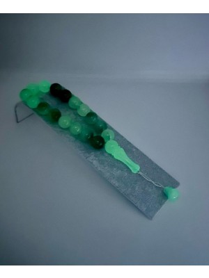 Han Ticarethane Karanlıkta Yeşil Parlayan Yeşil Desenli Maskot Kedi Gözü Tesbih