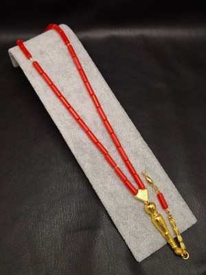 Han Ticarethane Altın Renk Kombinli Kesme Kesim Mercan Tesbih