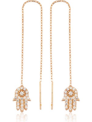 Noip 925 Ayar Gümüş Zincirli Fatma Ana Eli Küpe EA1160050 (292292)