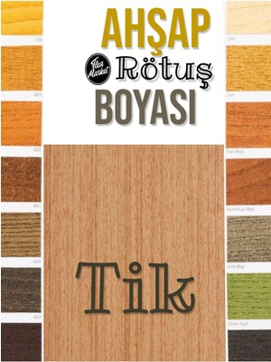 Flea Market Ahşap Rötuş Boyası - Tik Renk - 25ML , Fırçalı Cam Şişede Mobilya Masa Sandalye Sehpa Çizik Onarıcı