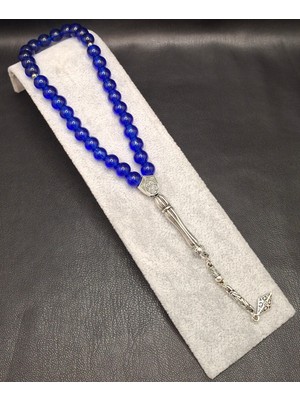 Han Ticarethane Mavi Renk Doğal Cam Tesbih