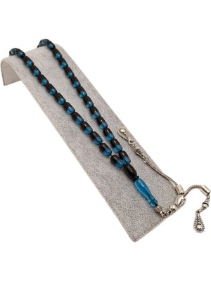 Han Ticarethane Özel Tasarım Çift Renk Siyah Turkuaz Uçak Camı Tesbih