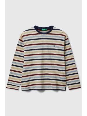 United Colors Of Benetton Erkek Çocuk 3FNLC10QB-25K  Uzun Kol Çizgili Tshirt Mix