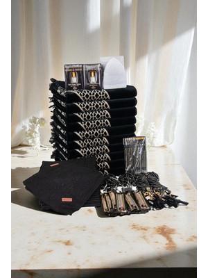 İhvan Online 20 Kişilik Hac ve Umre Hediyelik Kadife Seccade Seti – Siyah