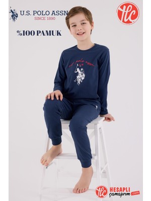 U.s. Polo Assn. Garson Erkek Çocuk %100 Pamuklu 4 Mevsim Kumaş Uzun Kollu Pijama Takım