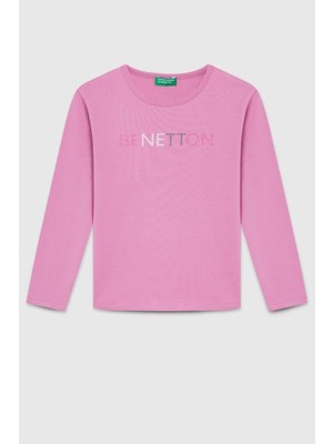United Colors Of Benetton Kız Çocuk  BNT-G23332 Uzun Kollu Tshirt Gül Kurusu