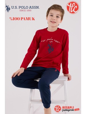 U.s. Polo Assn. Garson Erkek Çocuk %100 Pamuklu 4 Mevsim Kumaş Uzun Kollu Pijama Takım